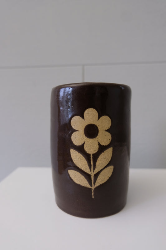 To-go Mug - Brown Floral