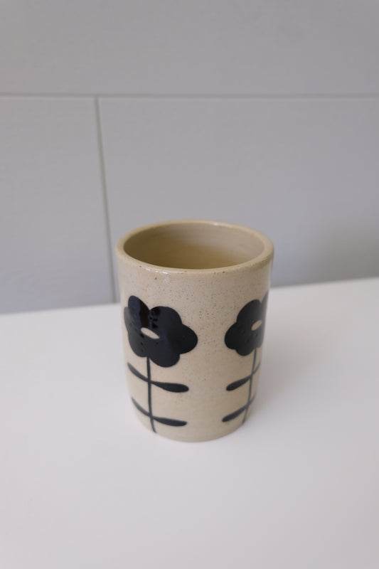 Black Floral Cup