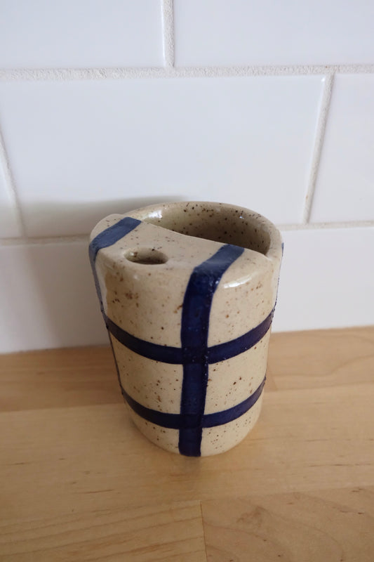 Blue Gingham To-Go Mug