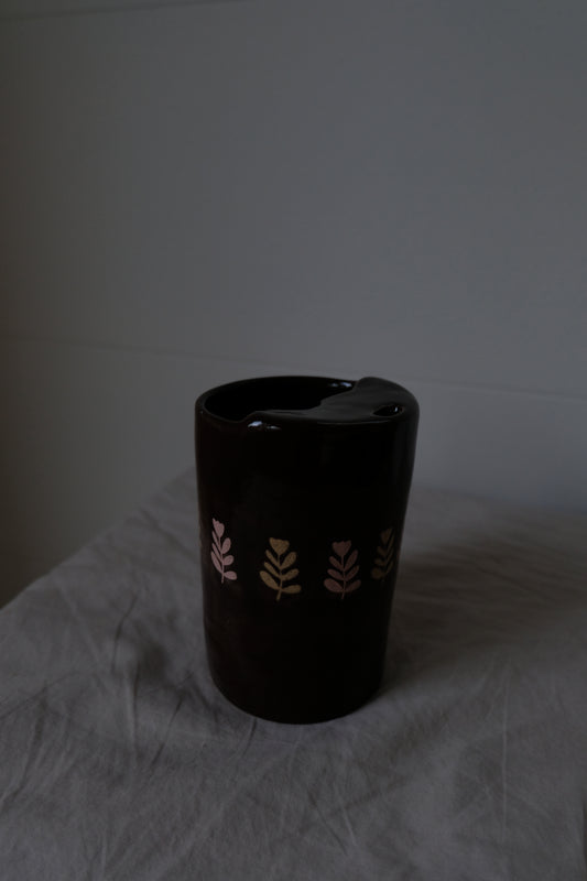 To-go Mug - Brown/Pink Floral
